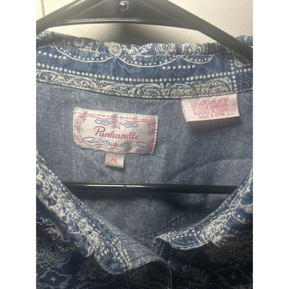 Vintage Panhandle Slim Western Cotton Shirt Bandana Print Button Up Cowgirl XL - Picture 3 of 6
